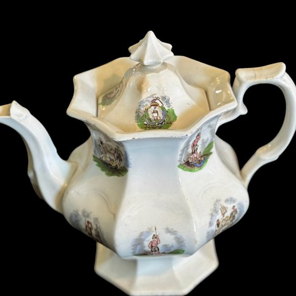 Historical Staffordshire Arms of States Ironstone Coffee/Tea Pot - Picture 6 of 14